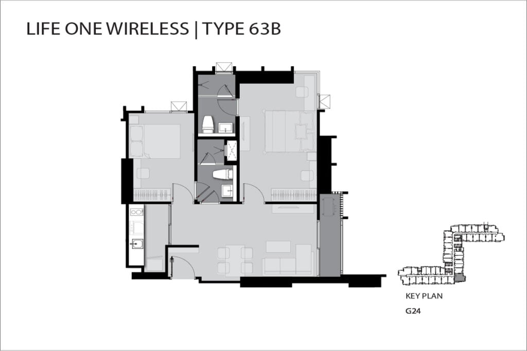 2 Bedroom Type G B - 63 sqm.