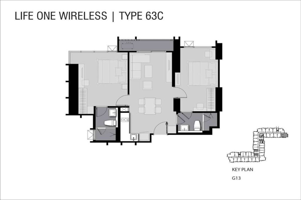 2 Bedroom Type G C - 63 sqm.