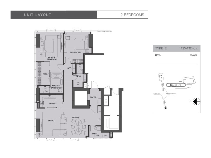 2 Bedrooms Type E - 123 - 132 ตร.ม.