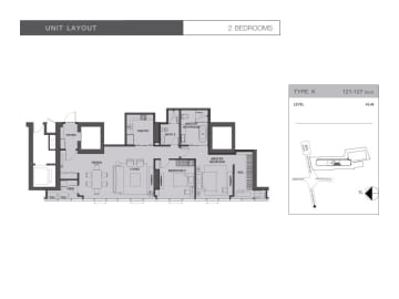 2 Bedrooms Type K - 121 - 127 ตร.ม.