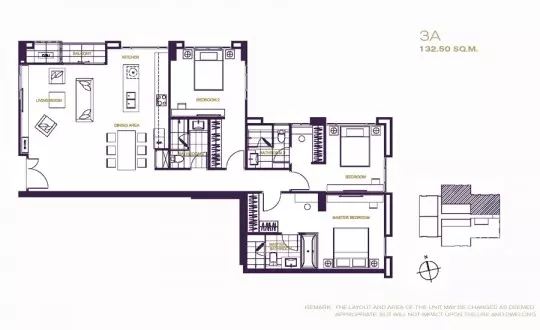 3 Bedrooms Type A – 132.5 sq.m.