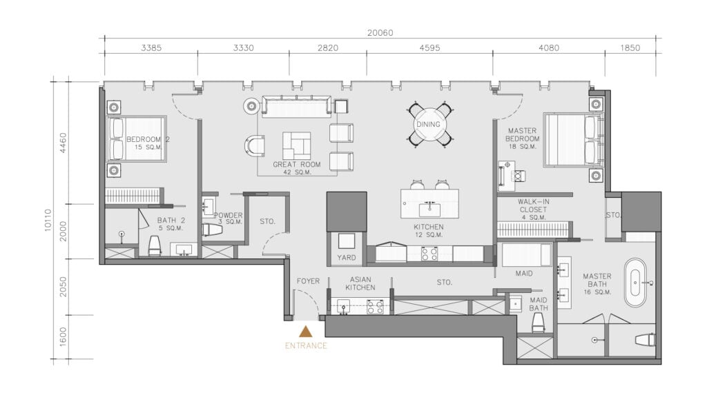 The Ritz-Carlton Residences at King Power Mahanakorn 2 BD Type 23N2A