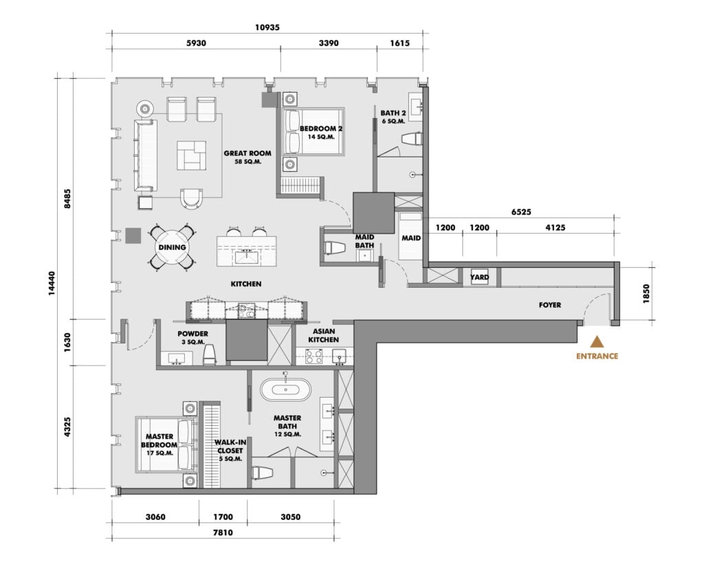 The Ritz-Carlton Residences at King Power Mahanakorn 2 BD Type 23N2K