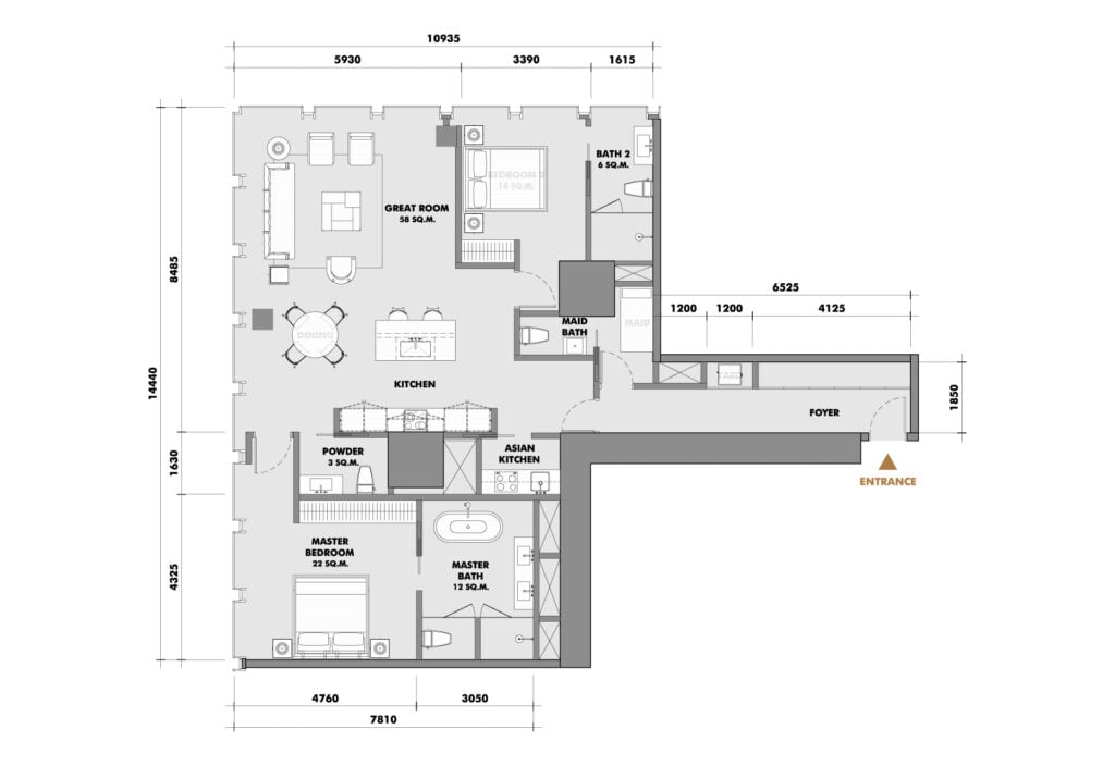 The Ritz-Carlton Residences at King Power Mahanakorn 2 BD Type 29N2K