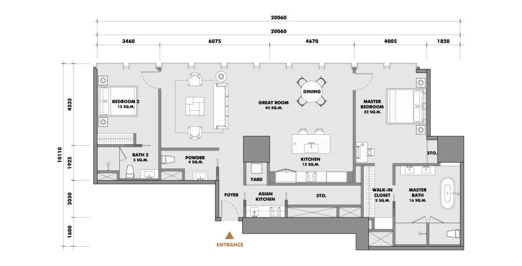 The Ritz-Carlton Residences at King Power Mahanakorn 2 BD Type 32N2A