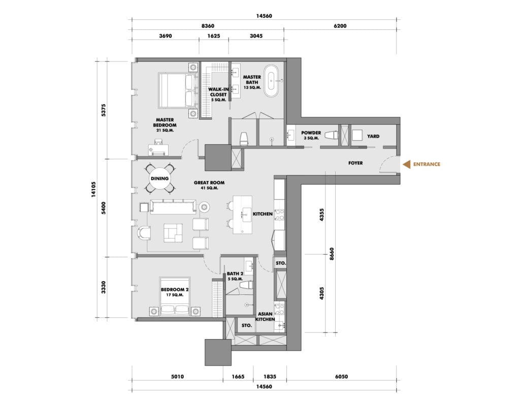 The Ritz-Carlton Residences at King Power Mahanakorn 2 BD Type 35N2B