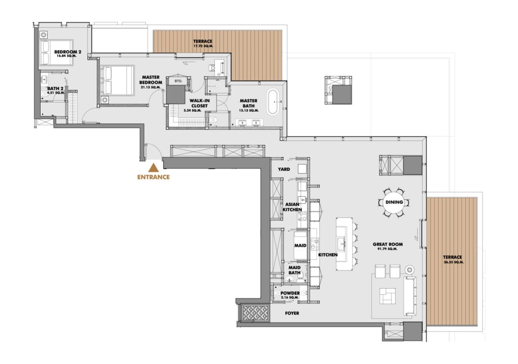 The Ritz-Carlton Residences at King Power Mahanakorn 2 BD Type 42P3J