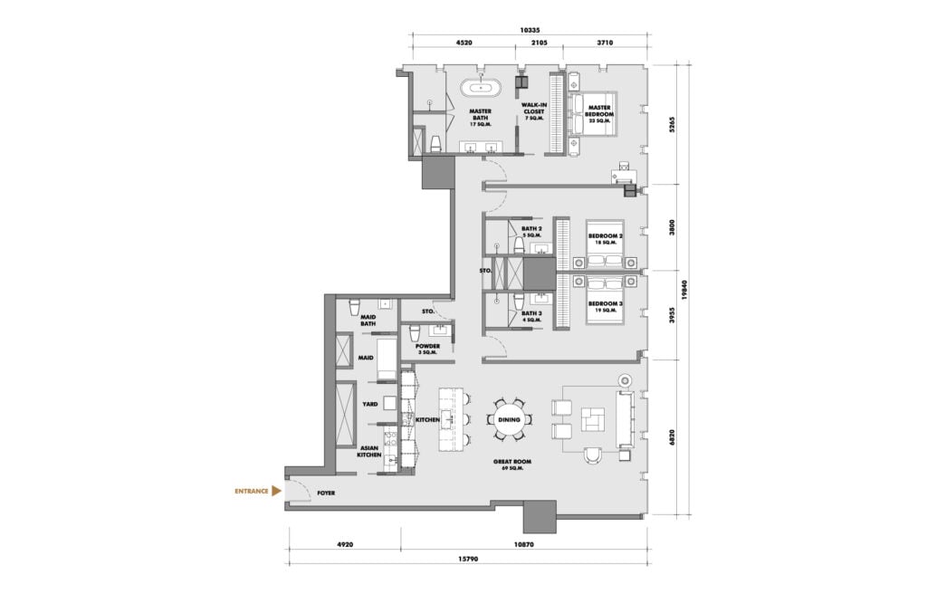 The Ritz-Carlton Residences at King Power Mahanakorn 3 BD Type 24N3A