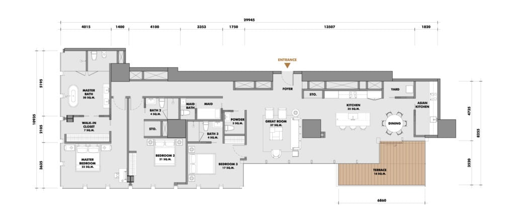 The Ritz-Carlton Residences at King Power Mahanakorn 3 BD Type 24N3C