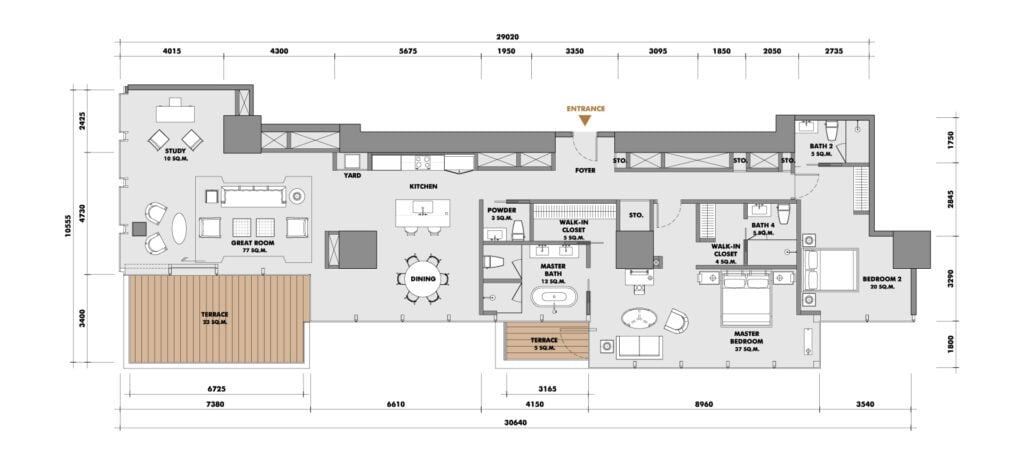 The Ritz-Carlton Residences at King Power Mahanakorn 3 BD Type 27N3C