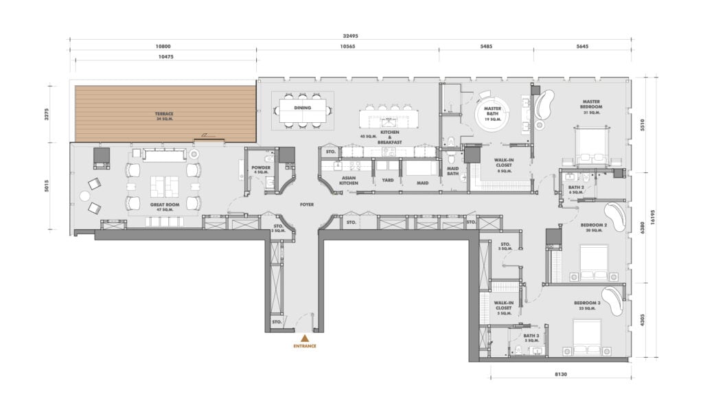 The Ritz-Carlton Residences at King Power Mahanakorn 3 BD Type 62P3C