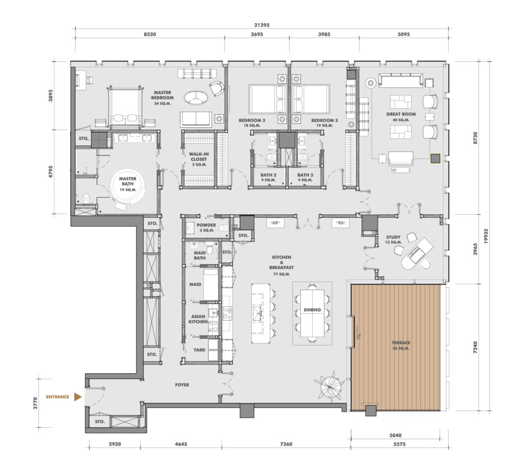 The Ritz-Carlton Residences at King Power Mahanakorn 3 BD Type 63P3A