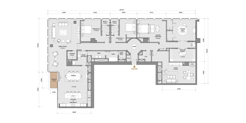 The Ritz-Carlton Residences at King Power Mahanakorn 4 BD Type 59N4C