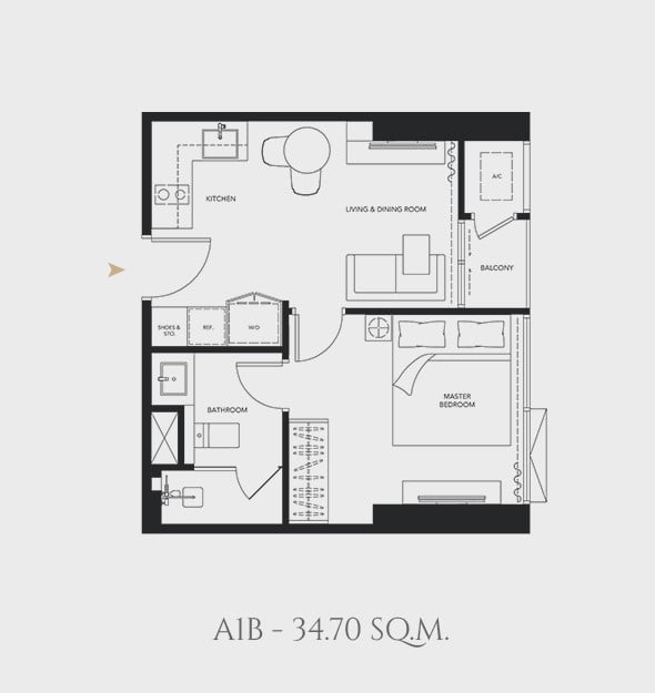 Celes Asoke 1 BD A1B 34.70 sq.m.