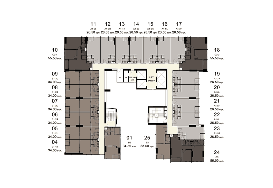 Ideo Sathorn-Wongwian Yai 16th-18th floor Plan