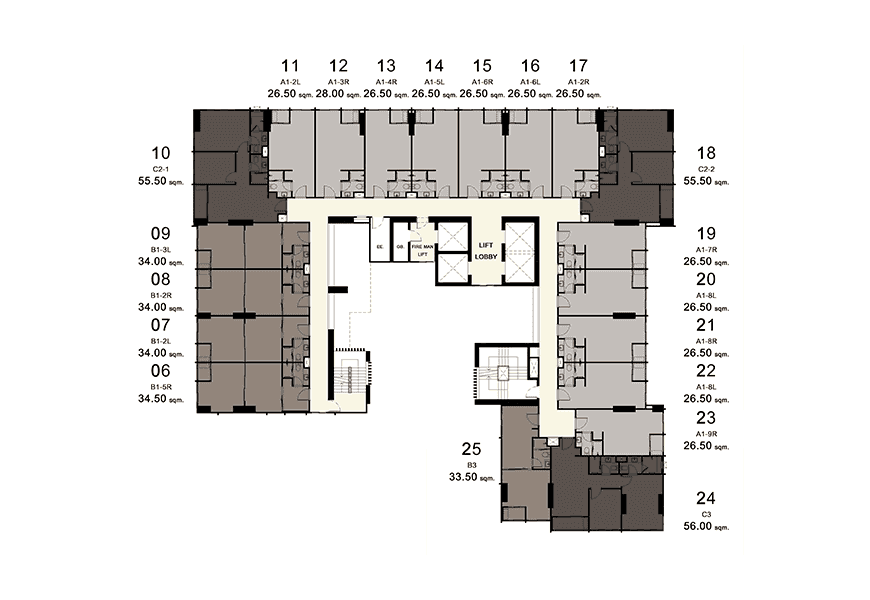 Ideo Sathorn-Wongwian Yai 22th-25th floor Plan