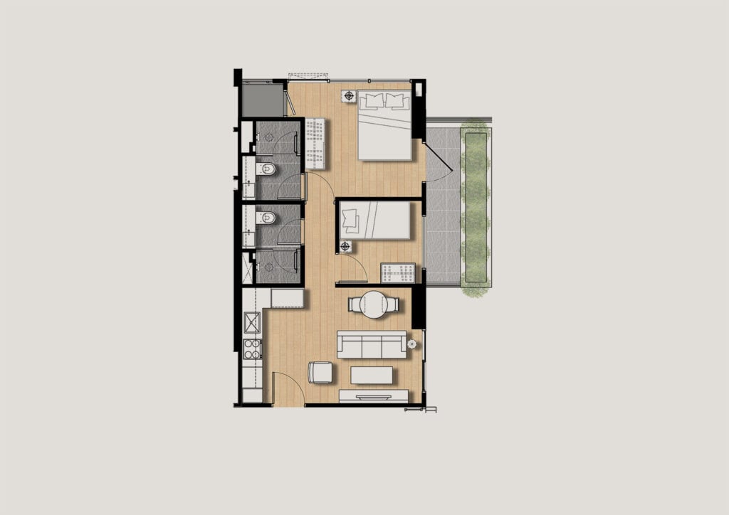 Siamese Surawong 2 Bedrooms 51.50 sq.m.