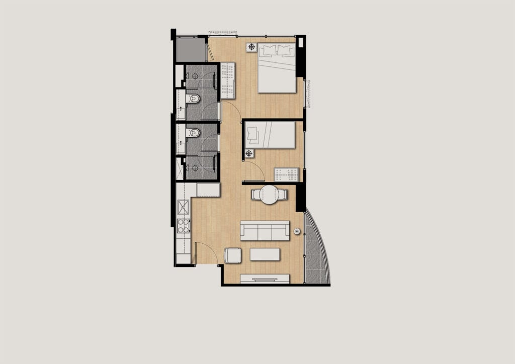 Siamese Surawong 2 Bedrooms 52.30 sq.m.