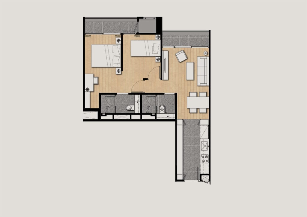 Siamese Surawong 2 Bedrooms 63.00 sq.m.