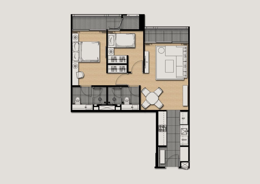 Siamese Surawong 2 Bedrooms 64.40 sq.m.