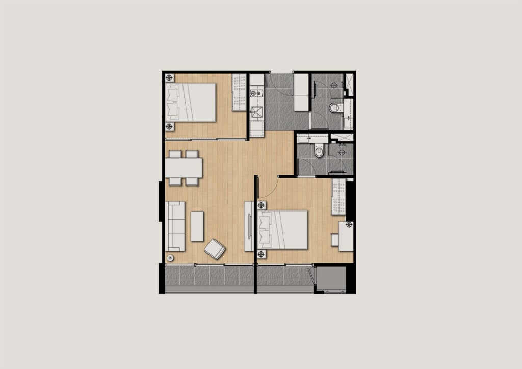 Siamese Surawong 2 Bedrooms 67.30 sq.m.