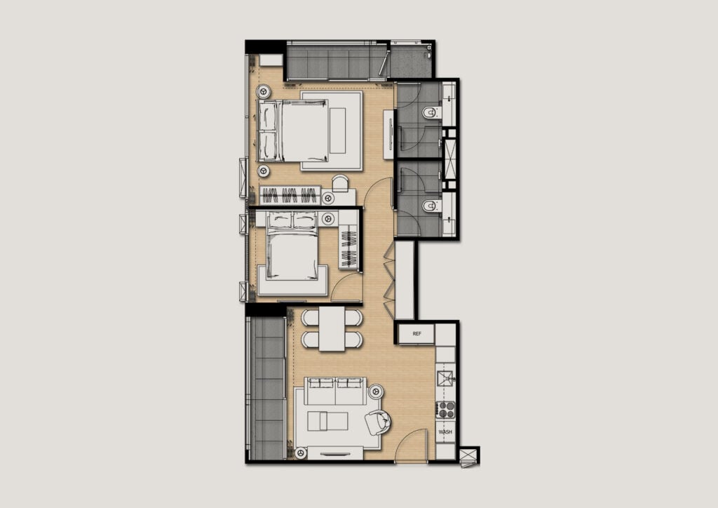 Siamese Surawong 2 Bedrooms 68.70 sq.m.