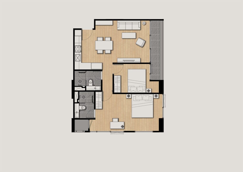 Siamese Surawong 2 Bedrooms 70.80 sq.m.