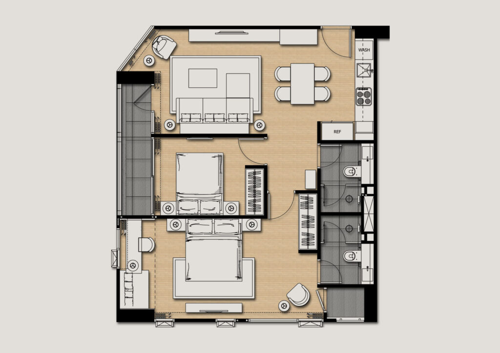 Siamese Surawong 2 Bedrooms 72.80 sq.m.