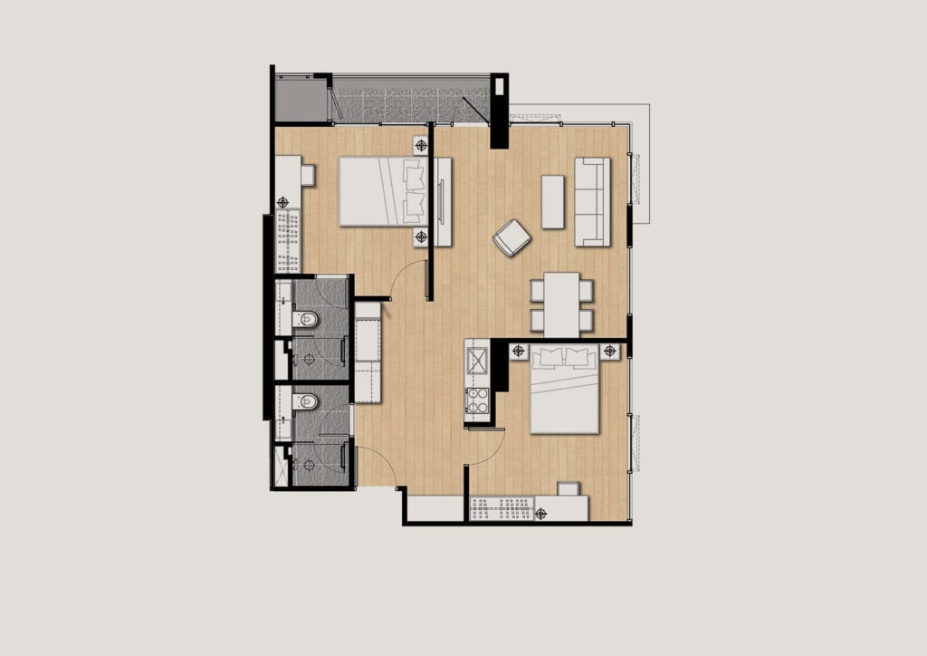 Siamese Surawong 2 Bedrooms 73.50 sq.m.