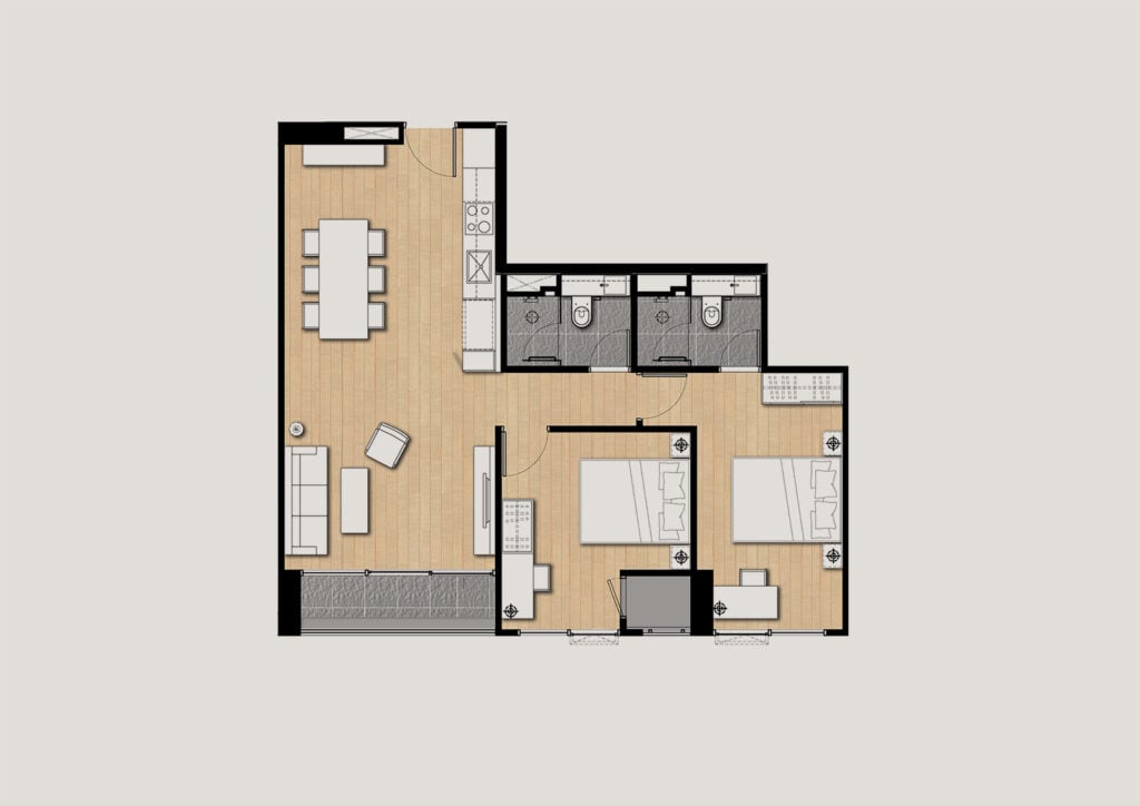 Siamese Surawong 2 Bedrooms 77.0 sq.m.