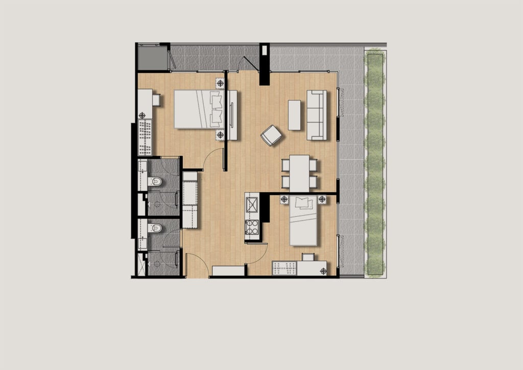 Siamese Surawong 2 Bedrooms 81.40 sq.m.