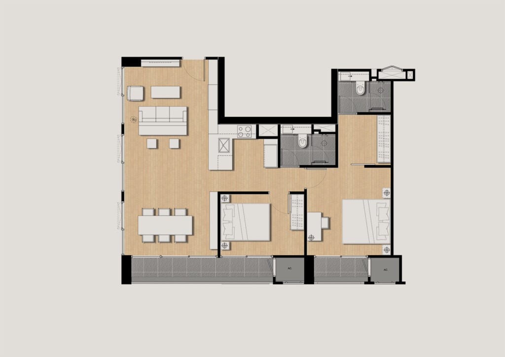 Siamese Surawong 2 Bedrooms 87.80 sq.m.