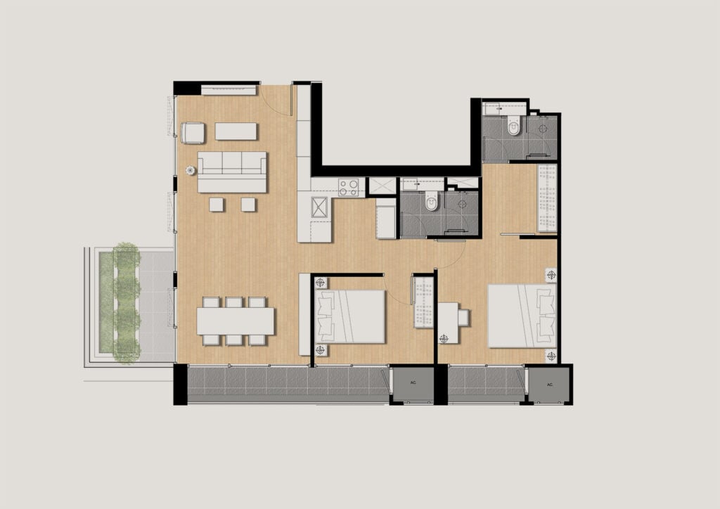 Siamese Surawong 2 Bedrooms 92.50 sq.m.