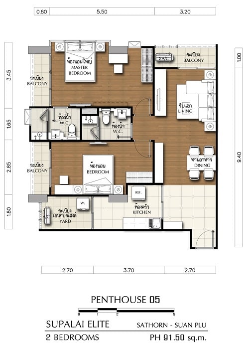 Supalai Elite Sathorn Suanplu 2 BD Penthouse 05