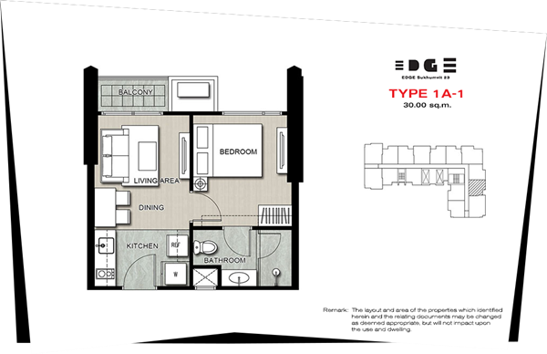 Edge Sukhumvit 1BD Type 1A-1