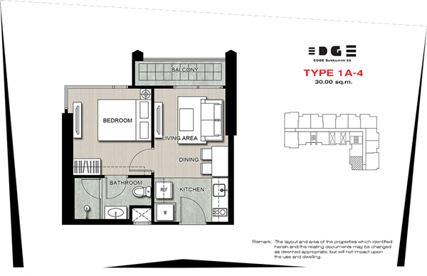 Edge Sukhumvit 1BD Type 1A-4