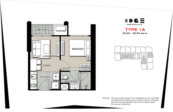 Edge Sukhumvit 1BD Type 1A