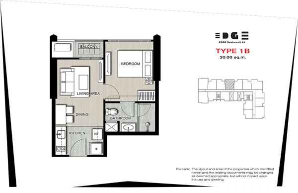 Edge Sukhumvit 1BD Type 1B