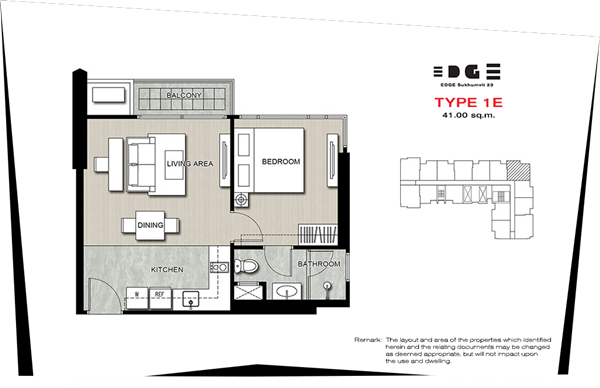 The Edge Sukhumvit 1BD Type 1E