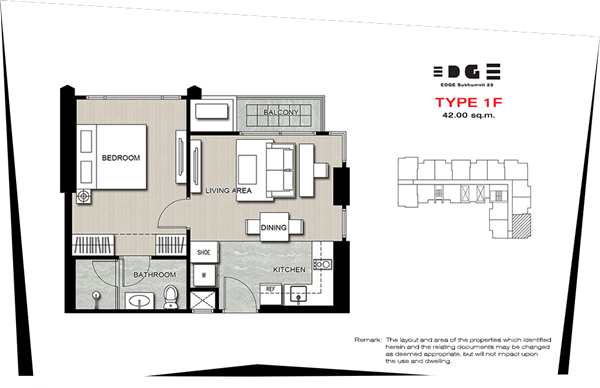 Edge Sukhumvit 1BD Type 1F