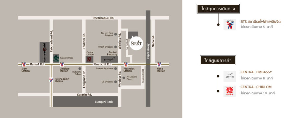 The Nest Ploenchit Map