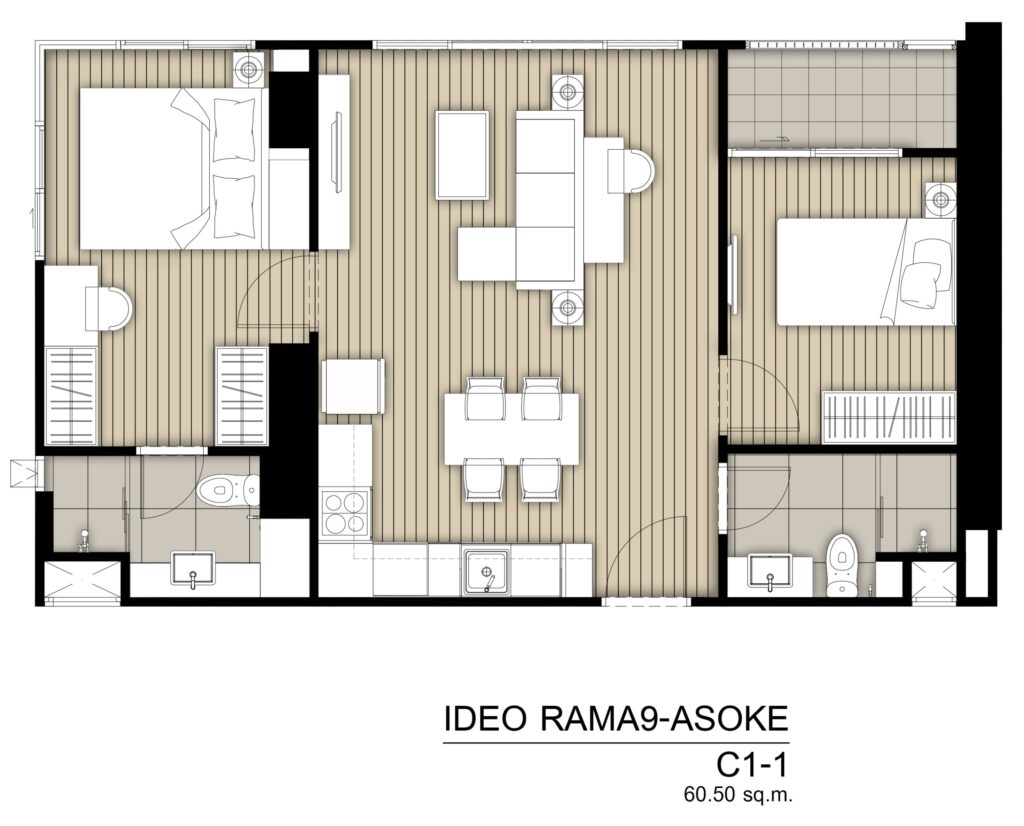 Ideo Rama 9 Asoke 2 Bedroom C1-1