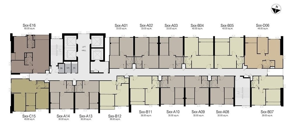 Life Sukhumvit 48 3rd-30th floor plan S tower