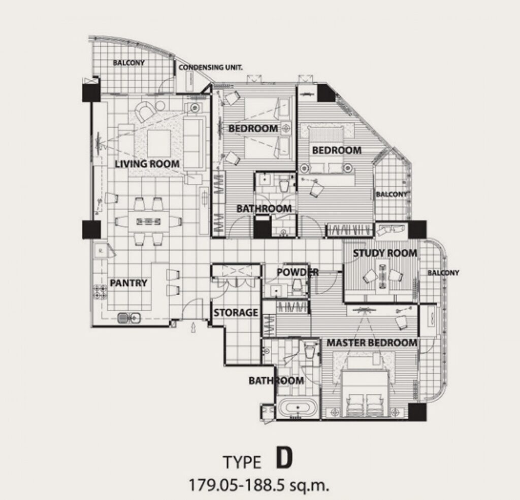 Sathon Heritage Residences 3 Bedroom plus type D
