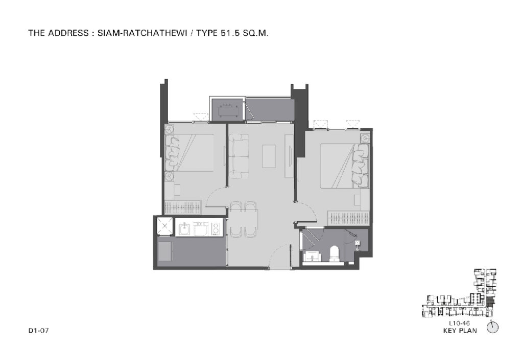 The Address Siam Ratchathewi 2 Bedrooms D1