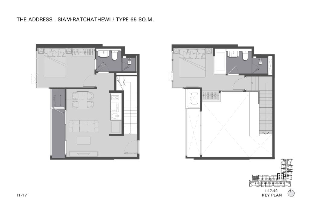 The-Address-Siam-Ratchathewi-2-Bedrooms-Duplex-65-sqm.-Unit-Plan