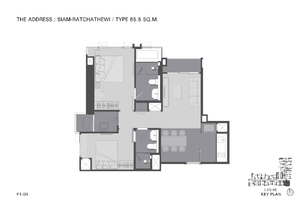 The Address Siam Ratchathewi 2 Bedrooms F1