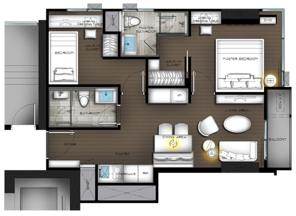 The Diplomat Sathorn 2 Bedrooms B1