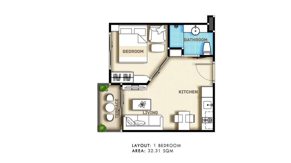 City Garden Pratumnak 1 Bedroom Type A