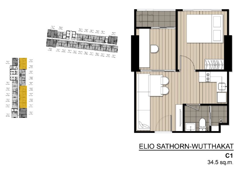 Elio Sathorn-Wutthakat 1 Bedroom Plus Type C1